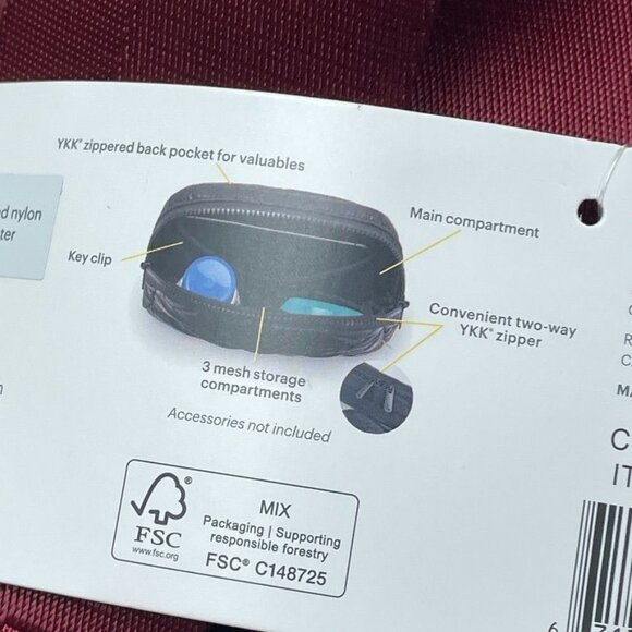 Quilted Belt Bag Unisex One Size Recycled Materials Burgundy Color d0640 - Picture 4 of 5